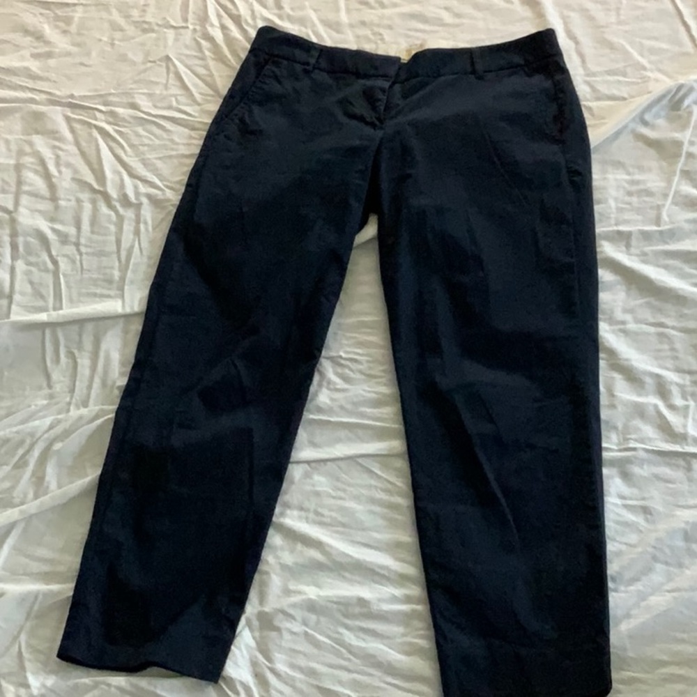 Navy straight leg trousers